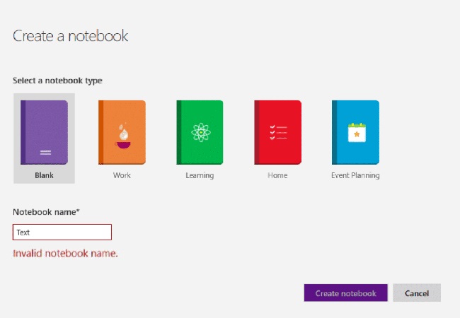 Invalid Notebook Name OneNote